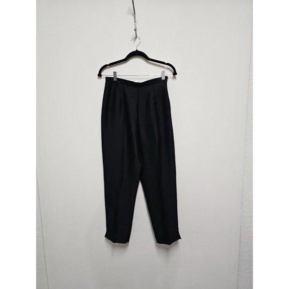 Josephine Chaus Collection 4 Petite Black Silk Trousers High Waist - Picture 1 of 7